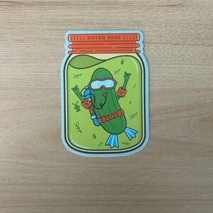 Dutch Bros Scuba Pickle Sticker with Vibrant Green and Blue